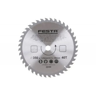   Lev Festa TCT körfűrész tárcsa, körfűrészlap 350x3,2mm/2,5mm x 30mm, Z54, fához, Vídia lappal, 2 db szűkítő gyűrűvel, 22351