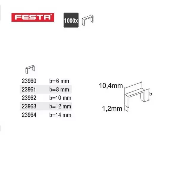 Lev Festa tűzőkapocs 6mm, 1000db/doboz 23928,23922-hoz, 23960