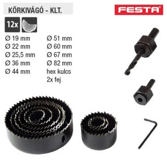   Lev Festa körkivágó készlet 12részes 19/22/25.5/36/44/51/60/67/76/82mm 1db imbusz+2db fej fához, 24712