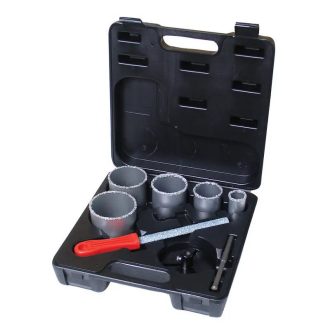   Lev Festa gyémánt körkivágó készlet 8 részes 33/53/67/73/83mm, köszörű, k.fúró, felfogó, tároló, kerámia, építőip. a, 24747