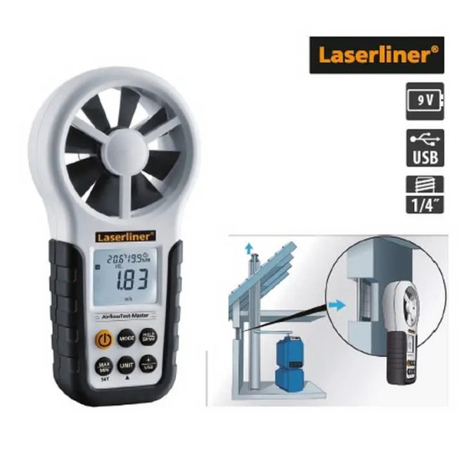 Lev Laserliner AirflowTest-Master 082.141A profi anemométer légáramlás, térfogatáram, szélsebesség, 26521