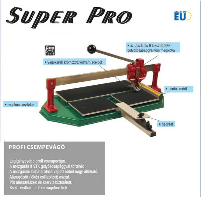 Lev kézi csempevágó SUPER PRO 450mm/36195-22mm-es vágókerék, 36145