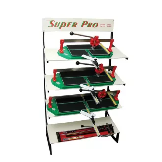  Lev SUPER PRO bemutató állvány, 4 polcos szétszedhető, súly 51,5kg 36160, 36175, 36190 csempevágóval, 36199