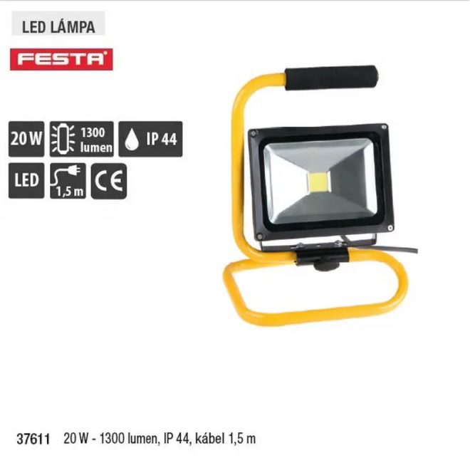Lev Festa Led munkalámpa, állvánnyal 20W- 1900 lumen, IP 64, kábel 1,5 m, 37611