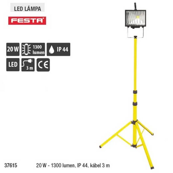 Lev Festa Led munkalámpa, állvánnyal 20W- 1900 lumen, IP 65, kábel 3m, 37615