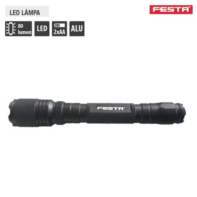 Lev Festa LED lámpa 185mm, 80 lumen, 2xAA, alumínium, 37630