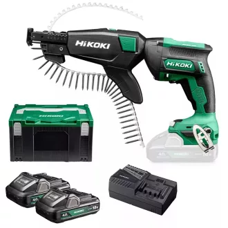   Hikoki levehető táras gipszkartoncsavarozó, 0-5000/perc , szénkefementes 1,4Kg; adapterrel +2db 4,0Ah akku +töltő, Hitboxban, W18DAWCZ