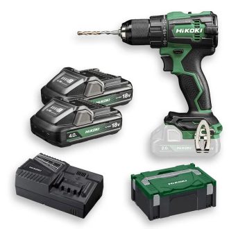   Hikoki akkus 18V ütvefúró-csavarozó szénkefementes 70Nm, fém gyorstokmány 13mm, +2db 4Ah akku +töltő +Hitbox, DV18DEWHZ