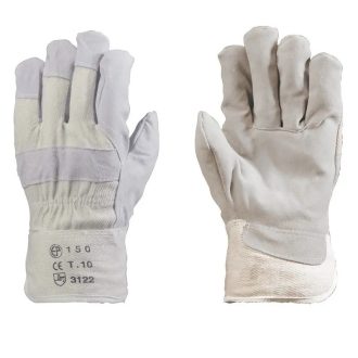   MV bőrkesztyű, szürke marhahasíték/fehér vászon kézhát 10, 150