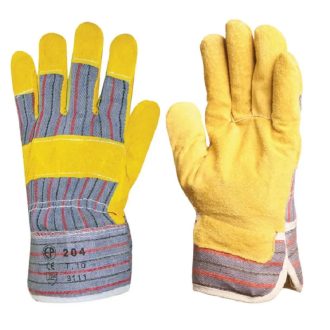   MV bőrkesztyű, rakodókesztyű sárga marhahasíték/csíkos vászon, tenyérbélés 10, 204