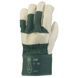   MV bőrkesztyű, szürke színmarha/zöld vászon kézhát 10, 260
