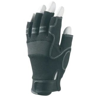   MV bőrkesztyű, fekete szintetikus sofőr, ujjvég nélkül 9, 989