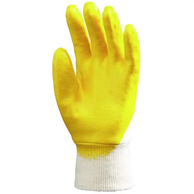 MV tenyéren mártott sárga nitril kesztyű 8, 9318