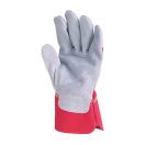 MV bőrkesztyű, szürke erős marhahasíték/piros vászon kézhát 10+, 152H