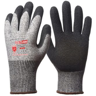   MV Eurocut 5 L580 szürke vágásbiztos tenyerén fekete krepp latex 11, 1CRHB11