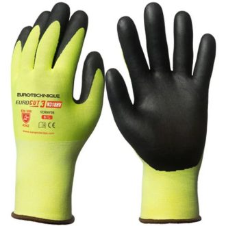   MV Eurocut 3 N318HV sárga vágásbiztos fekete mikrohab. Nitril tenyér 9, 1CRNY09