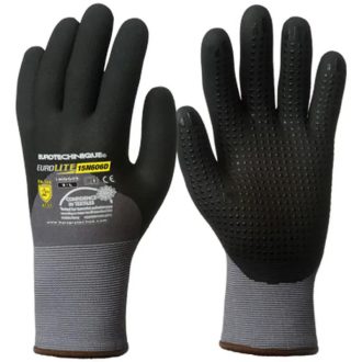   MV Eurolite szerelőkesztyű ökölcsontig fekete mikrohabosított nitril + pöttyös 6, 1NIDG06