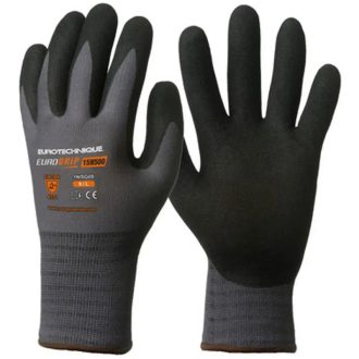   MV Eurogrip szerelőkesztyű tenyerén fekete nitril Sandy csúszásbiztos réteg 6, 1NISG06