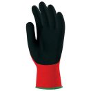 MV kesztyű mártott fekete latex, piros textil kézháttal 8, GAN1LACI08