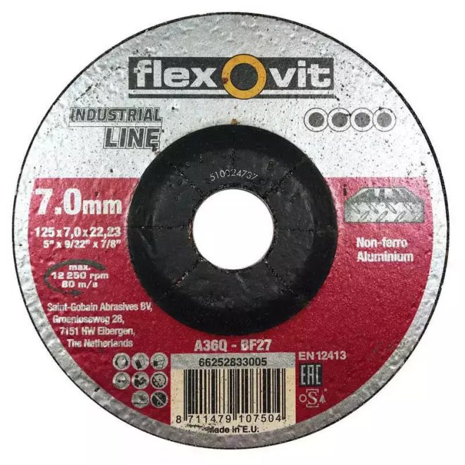 Flexovit Industrial Line tisztítókorong 115x7,0x22,2mm, BF27, ALU, 66252829206
