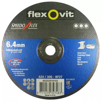   Flexovit Speedoflex tisztítókorong 230x6,4x22,2mm, A 24/30 Q-BF27, fém-inox, 66252919152