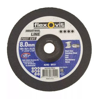   Flexovit Speedoflex tisztítókorong 180x8,0x22,2mm, A 24 Q-BF27 FAST CUT, fém-inox, 66252919694