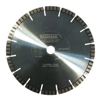   Flexmann For Cut gyémánttárcsa DBT-SNW 230x3,2x10x16x22,2mm turbo szegmentált, csendes, öregbeton, vasbeton, DBT-1005-SW