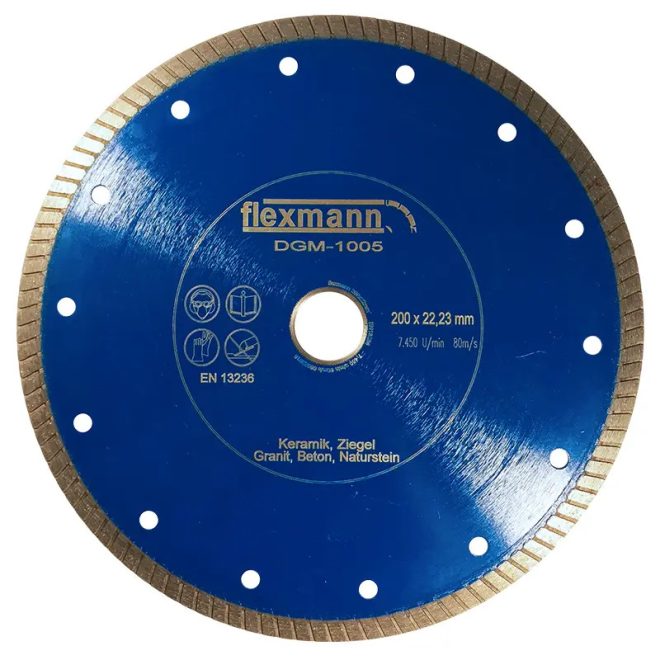 Flexmann For Cut gyémánttárcsa DGM 200x1,9x8x25,4/22,2mm turbo, kék, gránit, márvány, DGM-1005