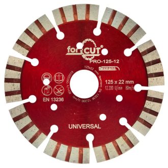   Flexmann For Cut gyémánttárcsa PRO 125x3,0x12x9x22,2mm turbo szegmentált, piros, univerzális, PRO-125-12