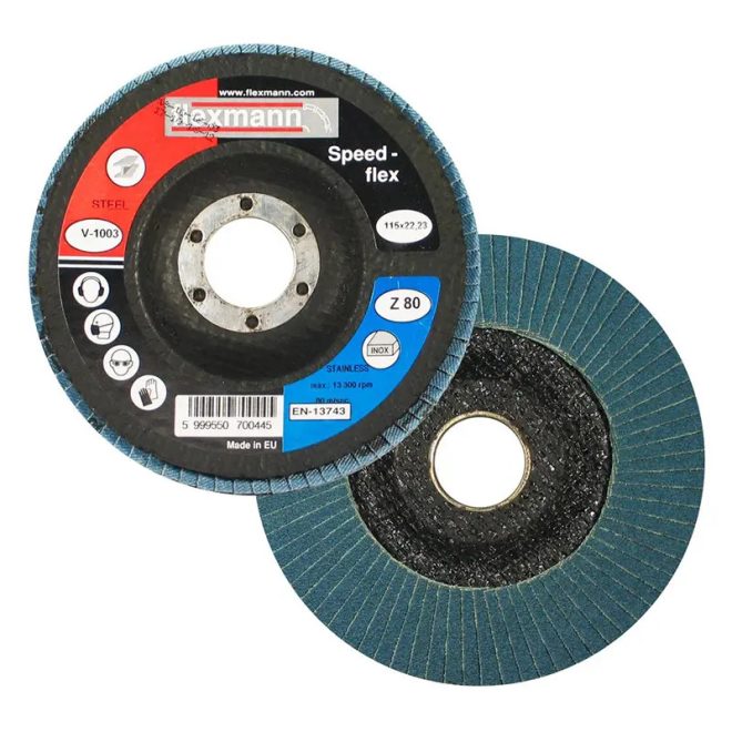 Flexmann Speed-flex lamellás csiszolókorong 115x22,2mm, Z40, kúpos, fém-inox, V-1001