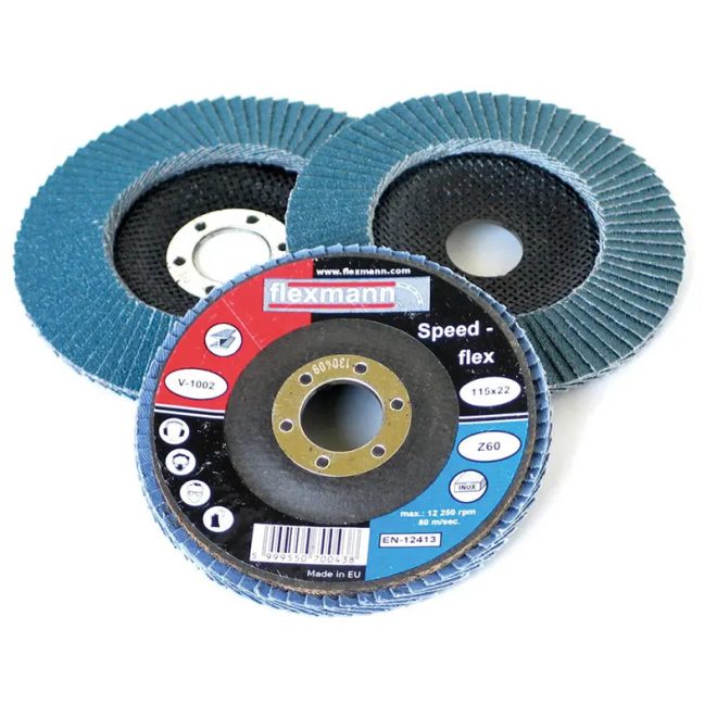 Flexmann Speed-flex lamellás csiszolókorong 115x22,2mm, Z60, kúpos, fém-inox, V-1002