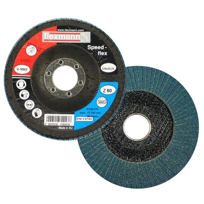 Flexmann Speed-flex lamellás csiszolókorong 115x22,2mm, Z80, kúpos, fém-inox, V-1003
