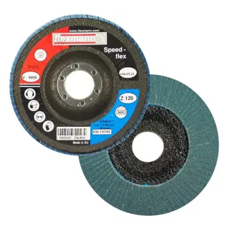   Flexmann Speed-flex lamellás csiszolókorong 115x22,2mm, Z120, kúpos, fém-inox, V-1005