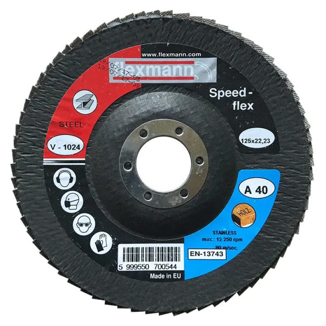 Flexmann Speed-flex lamellás csiszolókorong 125x22,2mm, A80, kúpos, fa, fém, V-1026