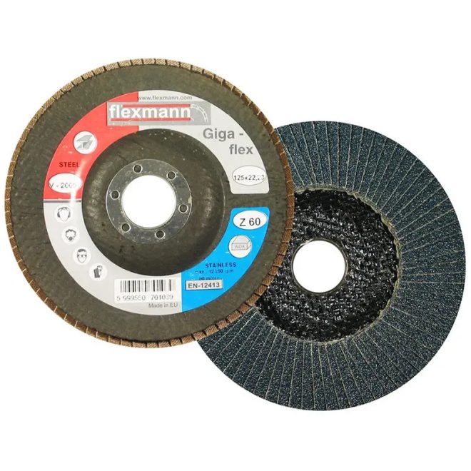 Flexmann Gigaflex lamellás csiszolókorong 125x22,2mm, Z40, kúpos, fém-inox, V-2004