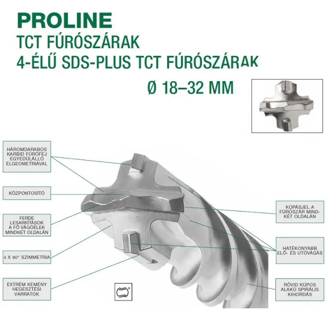 Hikoki TCT fúrószár SDS-Plus, 4élű 32,0x450/400mm, 783288