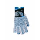 Lev mv kötött PES/pamut fehér cérnakesztyű, kék pettyek 10-es, 50526