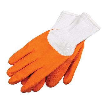   Lev mv narancssárga latexba félig mártott fehér pamut kertészkesztyű 10-es, 50522 KESZTYU