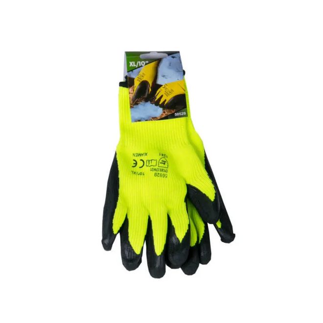 Lev mv szerelőkesztyű téliesített, narancssárga akril fekete habosított latex tenyér 10-es, 50529