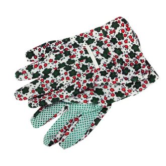   Lev mv kertészkesztyű virágmintás pamutbó, tenyerén PVC pöttyökkel 9-es, 50531