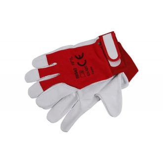   Lev mv bőrkesztyű, szürke kecskebőr/piros vászon, tépőzáras csukló 11-es, 50542 KESZTYU