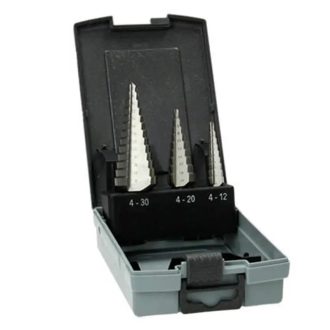   Hikoki lépcsős lemezfúró készlet 3db-os, egyenes élű, (4-12/6mm, 4-20/8mm, 6-30/10mm) HSS-G, 780114