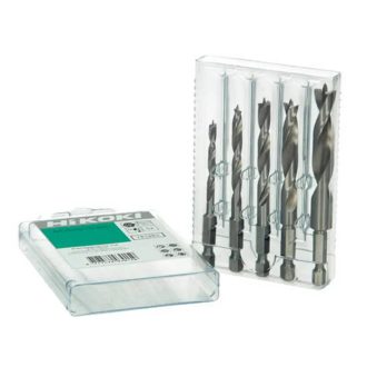   Hikoki fa fúrószár készlet, csigafúró készlet, hengeres, 3élű 5db-os, 4/5/6/8/10mm, hatlapú HEX 1/4" befogó, 781983