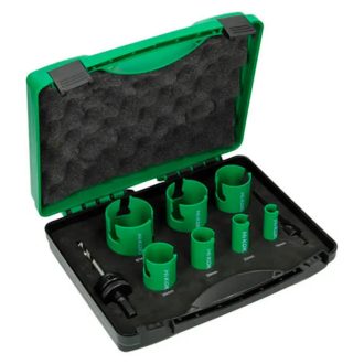   Hikoki lyukfűrész, körkivágó készlet 9db-os 19/22/29/38/44/51/57mm, TCT keményfémlapkás, vízvezetékszerelő, 754251