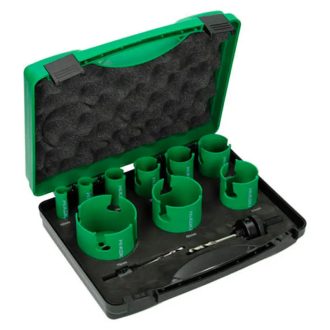   Hikoki lyukfűrész, körkivágó készlet 11db-os 19/22/29/35/38/44/51/65/76mm, TCT keményfémlapkás, villanyszerelő, 754252