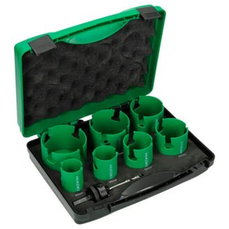   Hikoki lyukfűrész, körkivágó készlet 8db-os 40/44/54/60/65/76/82mm, TCT keményfémlapkás, bútorokhoz, 754253