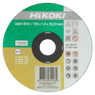   Hikoki vágókorong 115x1,0x22,2mm, A46T-BF41, inox, 25db/cs, 752501