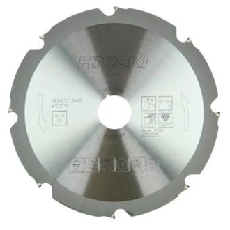   Hikoki körfűrészlap polikristály gyémánt fogazattal, 190x30mm, Z8, cementkötésű deszka, gipszkarton, MDF, 4100015