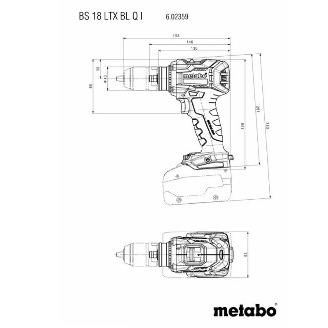 Metabo akkus 18V fúrócsavarozó 130Nm szénkefementes, Quick, BS 18 LTX BL Q +2x5,5Ah LiHD akku+ ASC 145 öltő +PowerX3 nyomatékfeltét +metaBOX 145l, 602359770