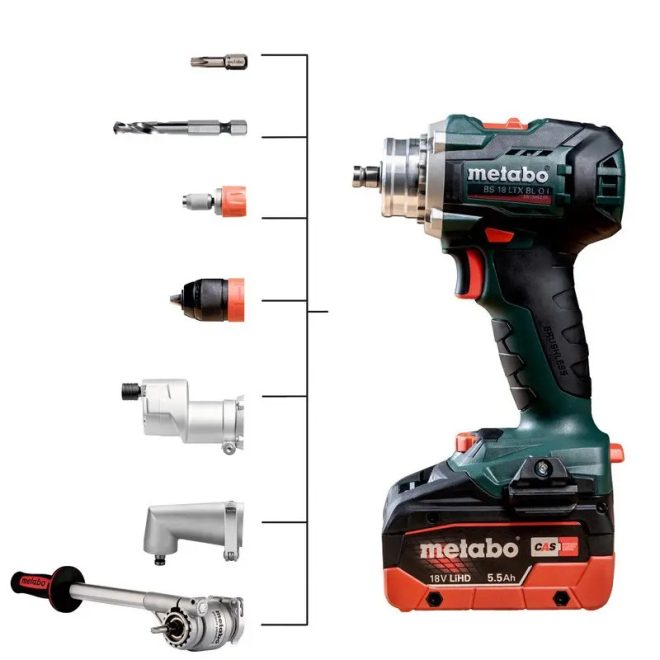 Metabo akkus 18V fúrócsavarozó 130Nm szénkefementes, Quick, BS 18 LTX BL Q I akku és töltő nélkül +metaBOX 145l, 602359840